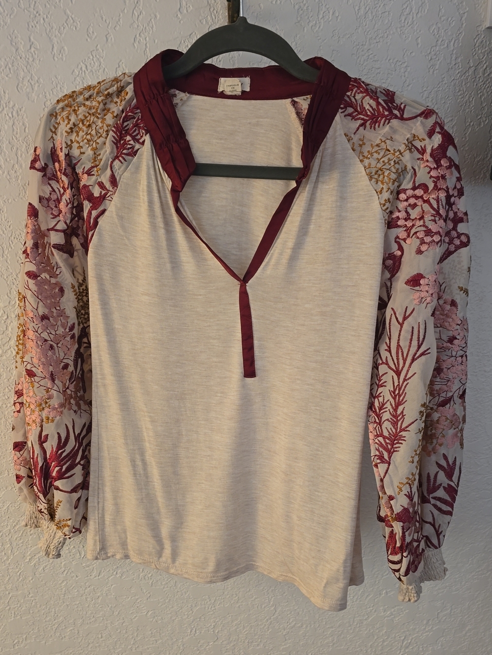 Anthropologie Tiny Burgundy Floral Embroidered Cropped Top Size Small